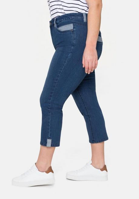 Sheego Schmale Jeans In 7/8-Länge, Mit Kontrastdetails - Blue Denim Sheego