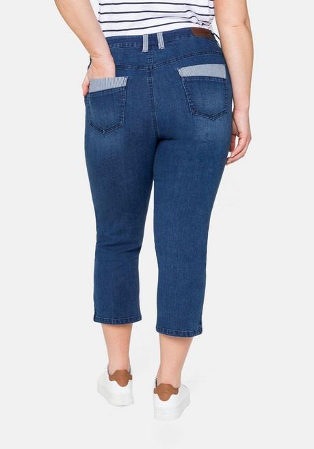Sheego Schmale Jeans In 7/8-Länge, Mit Kontrastdetails - Blue Denim Sheego