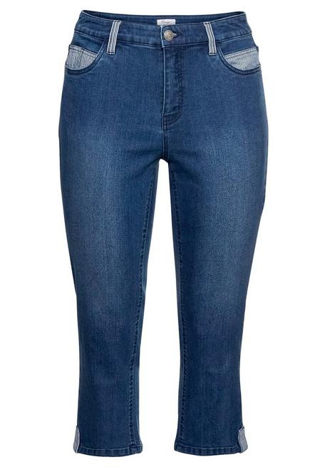 Sheego Schmale Jeans In 7/8-Länge, Mit Kontrastdetails - Blue Denim Sheego
