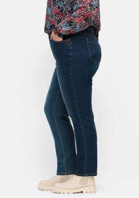 Sheego Schmale Jeans In Curvy-Schnitt PIA, In 5-Pocket-Form - Dark Blue Denim Sheego