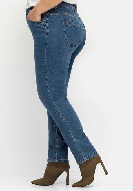 Sheego Schmale Jeans In Curvy-Schnitt PIA, In 5-Pocket-Form - Blue Denim Sheego
