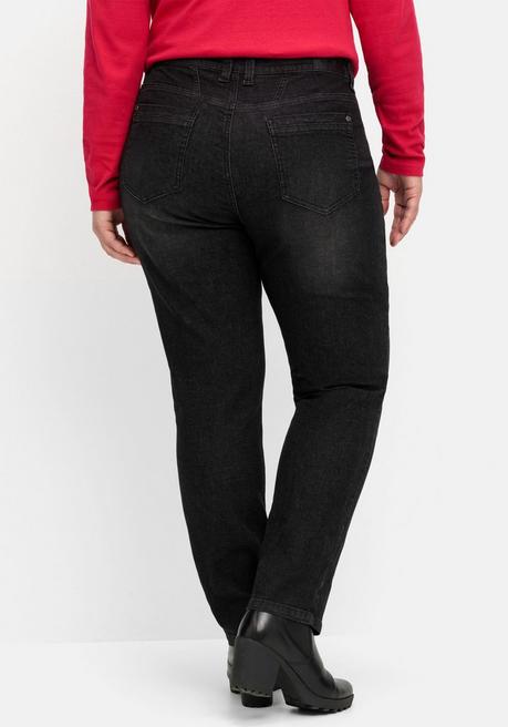 Sheego Schmale Jeans In Curvy-Schnitt PIA, In 5-Pocket-Form - Black Denim Sheego