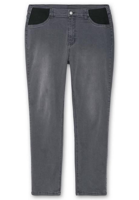 Sheego Schmale Jeans Mit Elastischen Kontrast-Einsätzen - Grey Denim Sheego