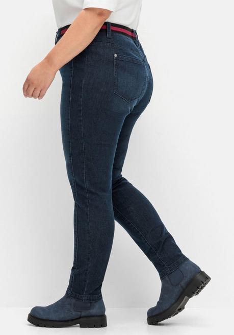 Sheego Schmale Jeans Mit Gestreiftem Gummibund - Dark Blue Denim Sheego