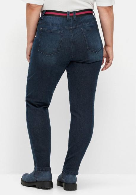 Sheego Schmale Jeans Mit Gestreiftem Gummibund - Dark Blue Denim Sheego