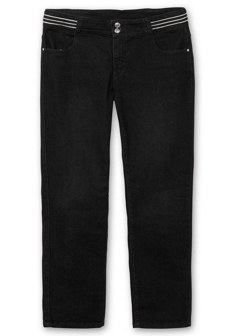 Sheego Schmale Jeans Mit Glitzer-Zierband Am Bund - Black Denim Sheego