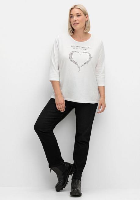 Sheego Schmale Jeans Mit Glitzer-Zierband Am Bund - Black Denim Sheego