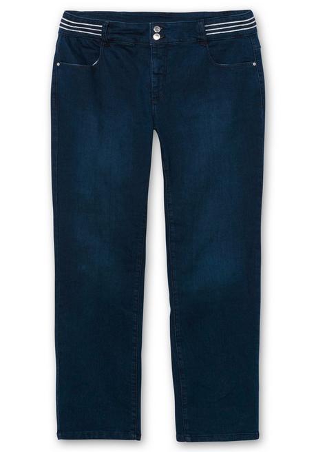 Sheego Schmale Jeans Mit Glitzer-Zierband Am Bund - Blue Denim Sheego