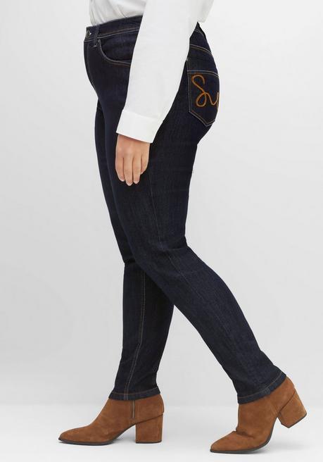 Sheego Schmale Jeans Mit Kontrastnähten - Blue Black Denim Sheego