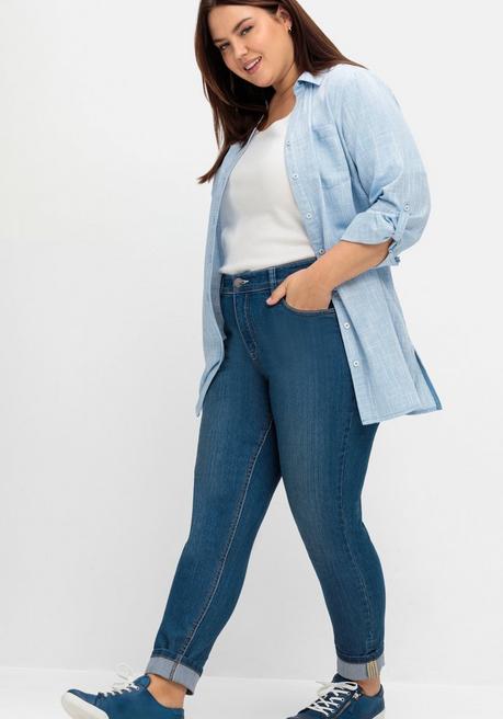 Sheego Schmale Jeans Mit Kontrastnähten - Blue Denim Sheego