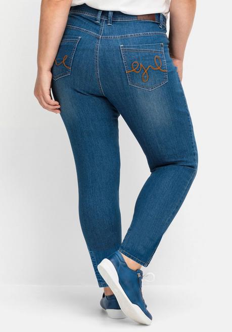 Sheego Schmale Jeans Mit Kontrastnähten - Blue Denim Sheego