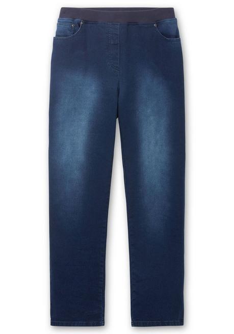 Sheego Schmale Jeans Mit Rippstrick-Dehnbund - Dark Blue Denim Sheego