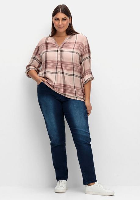 sheego Schmale Jeans mit Rippstrick-Dehnbund - dark blue Denim sheego