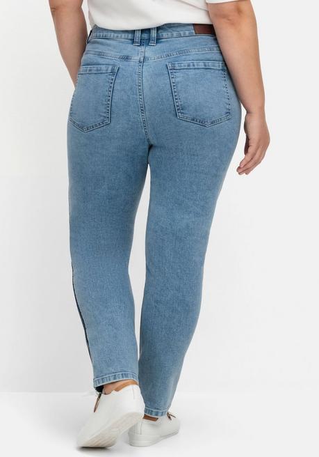 Sheego Schmale Jeans Mit Seitlichen Galonstreifen - Light Blue Denim Sheego