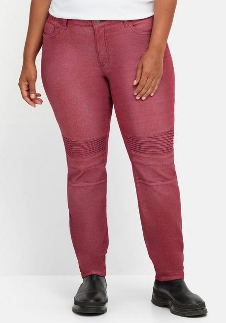 Sheego Schmale Jeans Mit Ziernieten Und Biesen - Dunkelrot Sheego