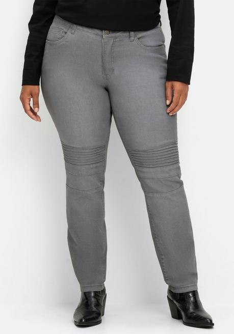 Sheego Schmale Jeans Mit Ziernieten Und Biesen - Grey Denim Sheego