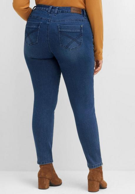 Sheego Schmale Jeans Mit Zippern Am Saumabschluss - Blue Denim Sheego