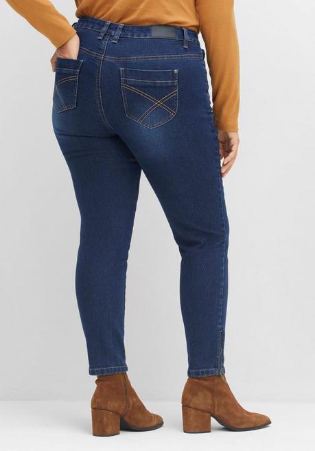 Sheego Schmale Jeans Mit Zippern Am Saumabschluss - Dark Blue Denim Sheego