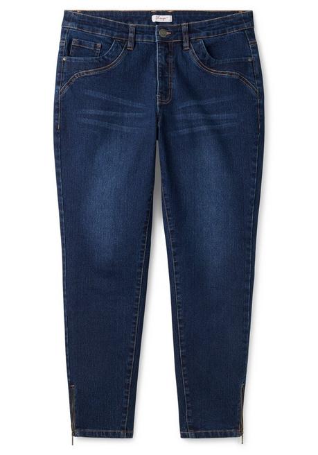 Sheego Schmale Jeans Mit Zippern Am Saumabschluss - Dark Blue Denim Sheego