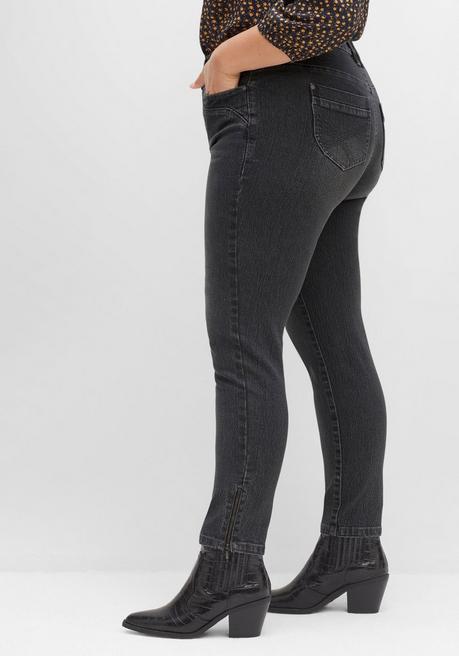 Sheego Schmale Jeans Mit Zippern Am Saumabschluss - Grey Denim Sheego