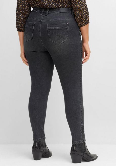 Sheego Schmale Jeans Mit Zippern Am Saumabschluss - Grey Denim Sheego