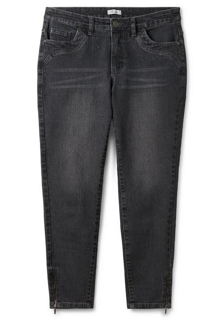 Sheego Schmale Jeans Mit Zippern Am Saumabschluss - Grey Denim Sheego
