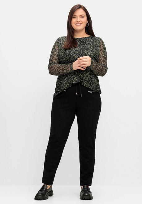 Sheego Schmale Joggpants Im Cargostil, Mit Komfortbund - Schwarz Sheego