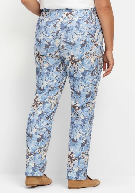 Sheego Schmale Schlupfhose Aus Bengalin, Mit Print - Blau Gemustert Sheego
