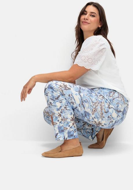 Sheego Schmale Schlupfhose Aus Bengalin, Mit Print - Blau Gemustert Sheego