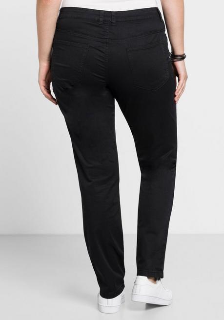 Sheego Schmale Stretchhose Aus Baumwoll-Twill - Schwarz Sheego