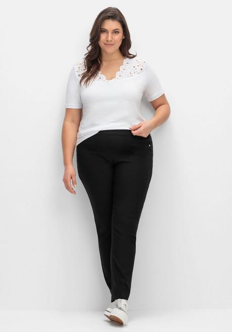 CREATION L PREMIUM Schmale Stretchhose Mit Breitem Dehnbund - Schwarz Sheego