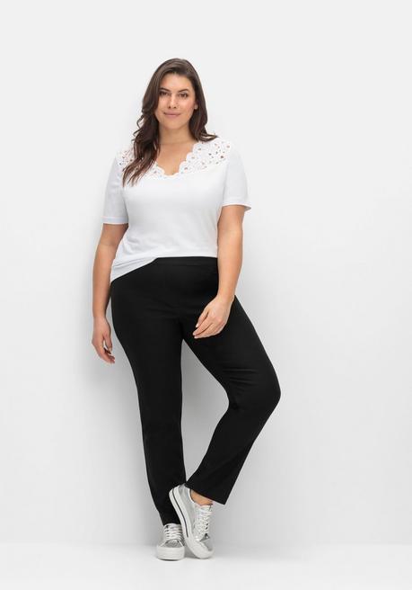 CREATION L PREMIUM Schmale Stretchhose mit breitem Dehnbund - schwarz sheego