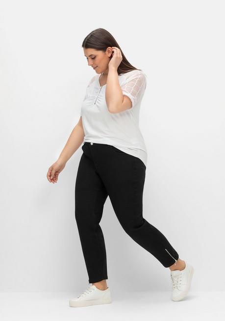 CREATION L PREMIUM Schmale Superstretch-Jeans Mit Glitzer-Details - Black Denim Sheego