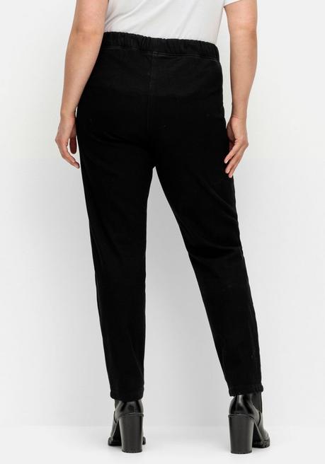 Sheego Schmale Thermohose Mit Gummibund, Innen Angeraut - Schwarz Sheego