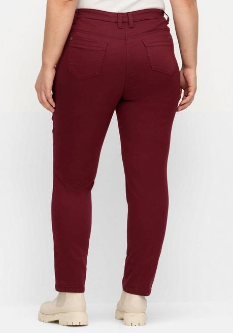 Sheego Schmale Twillhose Im 5-Pocket-Stil, Mit Ziernähten - Weinrot Sheego