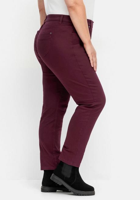Sheego Schmale Twillhose Mit Stickerei Und Ziernähten - Bordeaux Sheego