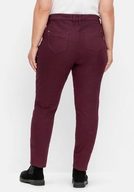 Sheego Schmale Twillhose Mit Stickerei Und Ziernähten - Bordeaux Sheego