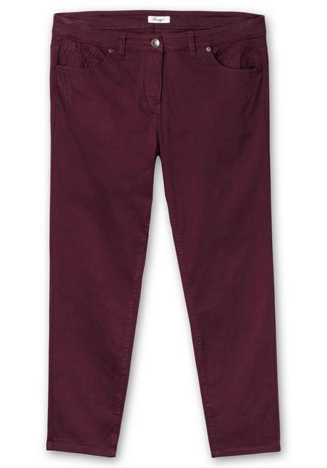 Sheego Schmale Twillhose Mit Stickerei Und Ziernähten - Bordeaux Sheego