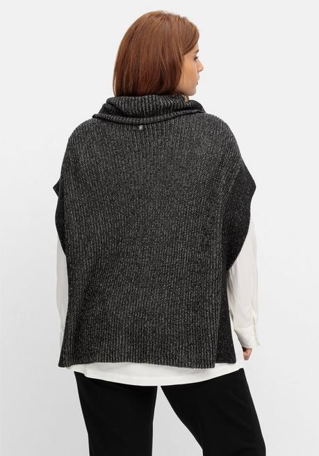 Sheego Seitlich Offener Pullunder In Petite Passform - Schwarz Meliert Sheego