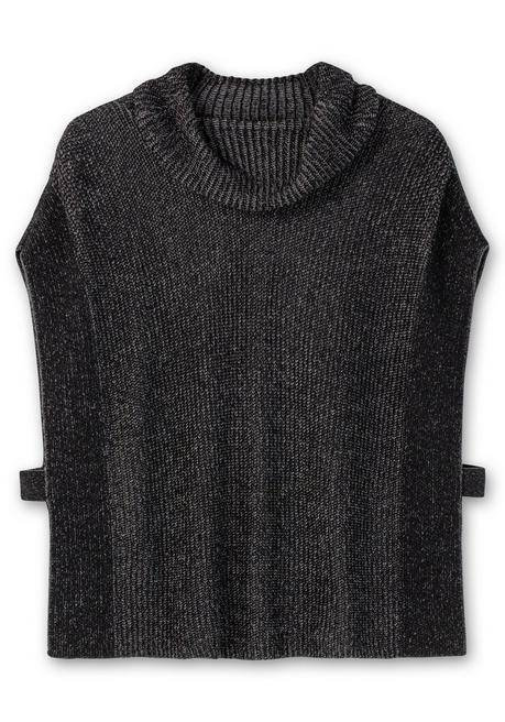 Sheego Seitlich Offener Pullunder In Petite Passform - Schwarz Meliert Sheego