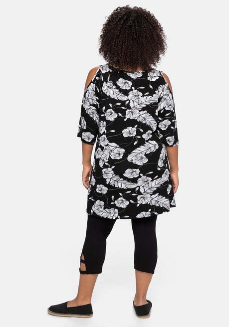 Sheego Set Aus Longshirt Und Caprileggings - Schwarz-weiß Sheego