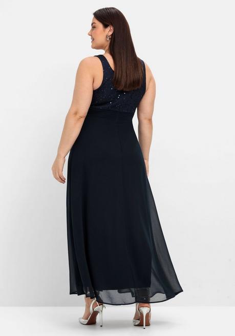Sheego Abendkleid Mit Floraler Spitze - Blau Sheego