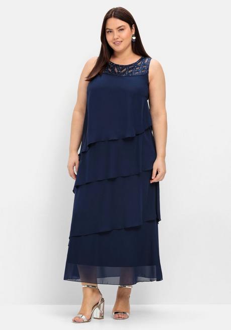 sheego Abendkleid mit Pailletten - marine sheego