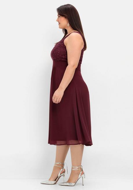 Sheego Abendkleid Mit Spitze - Aubergine Sheego