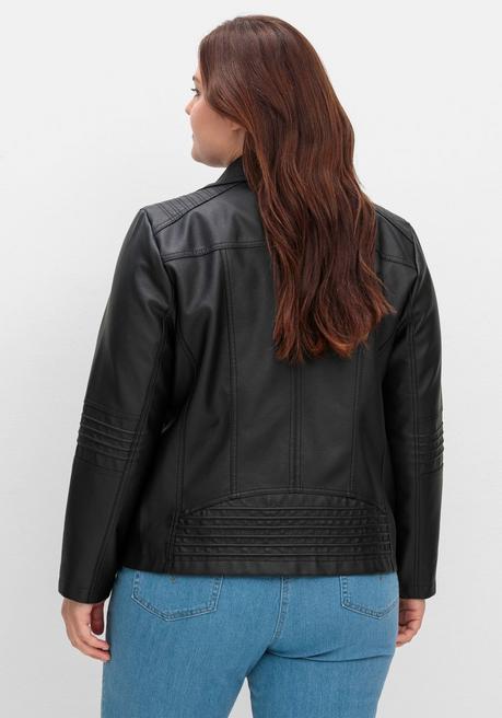 Sheego Bikerjacke In Lederoptik - Schwarz Sheego