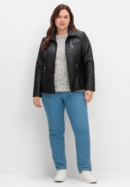 Sheego Bikerjacke In Lederoptik - Schwarz Sheego