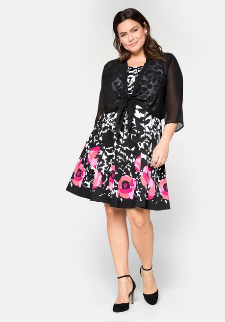 Sheego Chiffon-Bolero Im Zipfellook - Schwarz Sheego