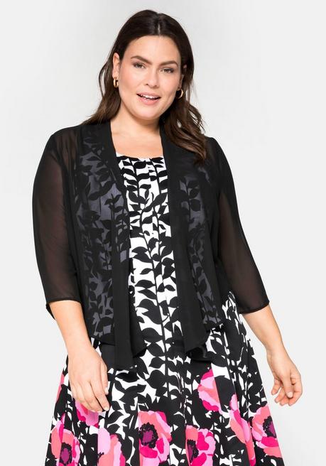 Sheego Chiffon-Bolero Im Zipfellook - Schwarz Sheego