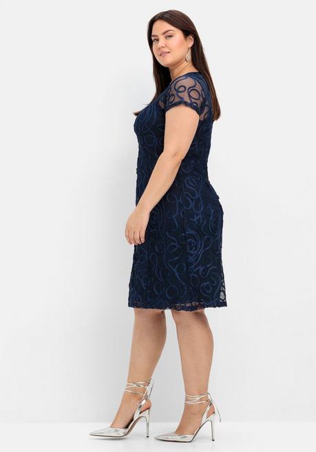 Sheego Cocktailkleid Mit Zierborten - Marine Sheego