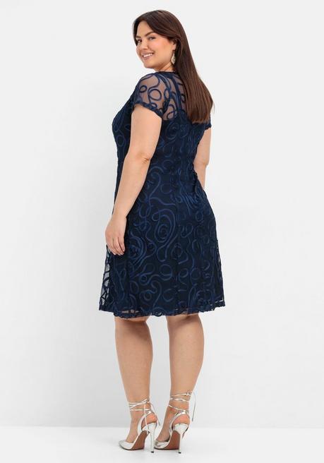 Sheego Cocktailkleid Mit Zierborten - Marine Sheego